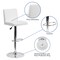 Emma and Oliver 2 Pack Contemporary Vinyl Adjustable Height Barstool with Panel Back and Chrome Base